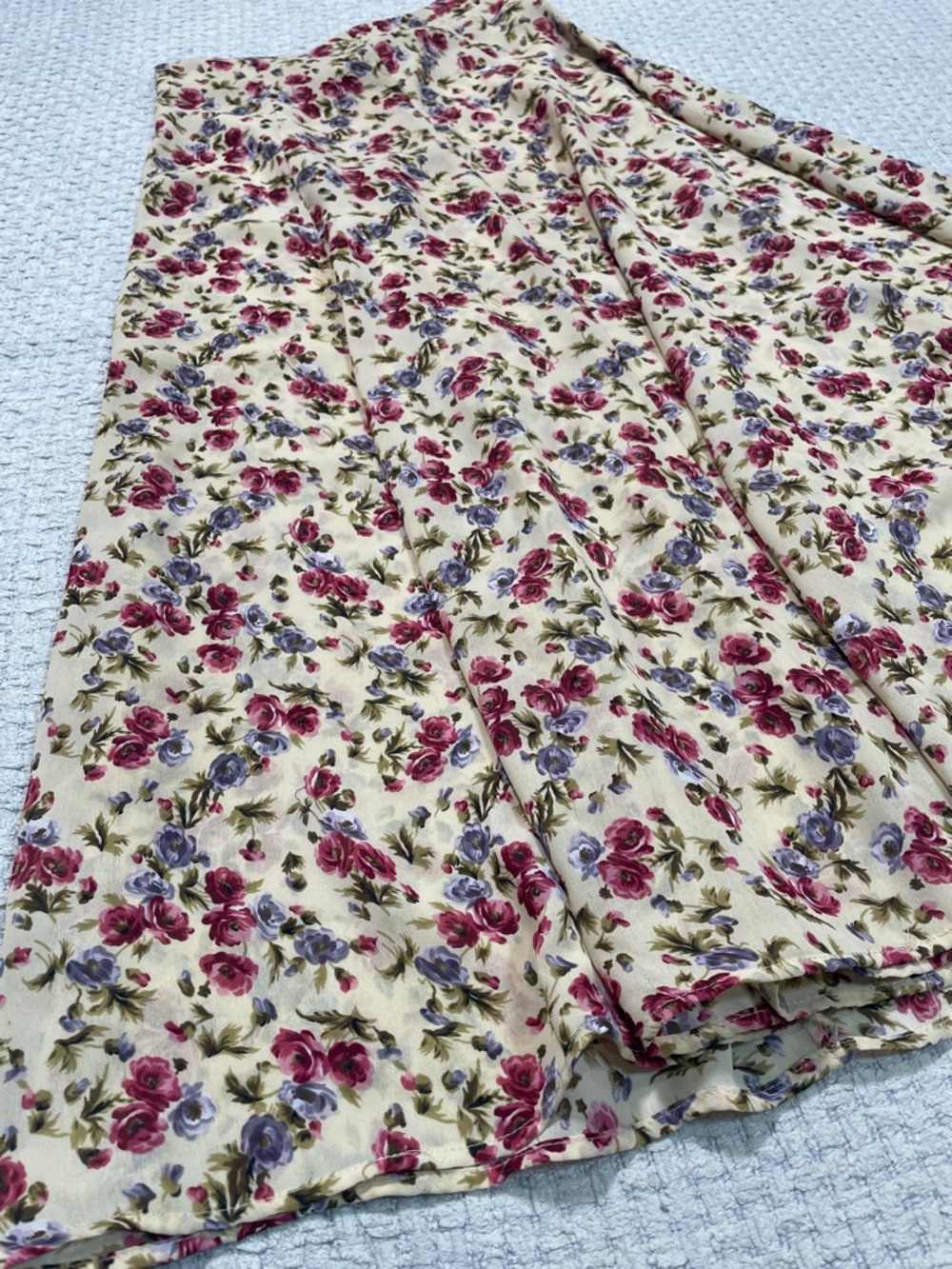 Women’s Vintage G•S•L Cream/Off White Purple Pink Floral Full Maxi Skirt Size 7 - Picture 2 of 11